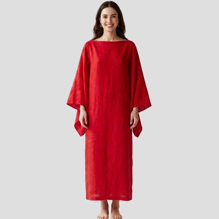 Women Elegant Midi Dress Kimono Sleeve Stylish