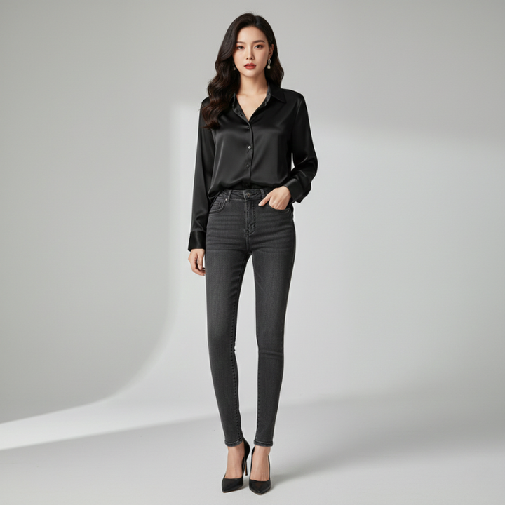 Women’s Elegant Long Sleeve Button Front Blouse Stylish