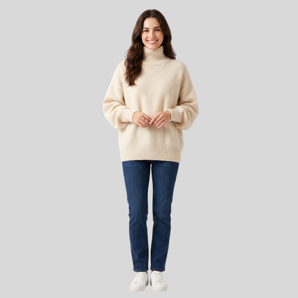 Women’s Elegant Turtleneck Sweater Lightweight Warm Casual