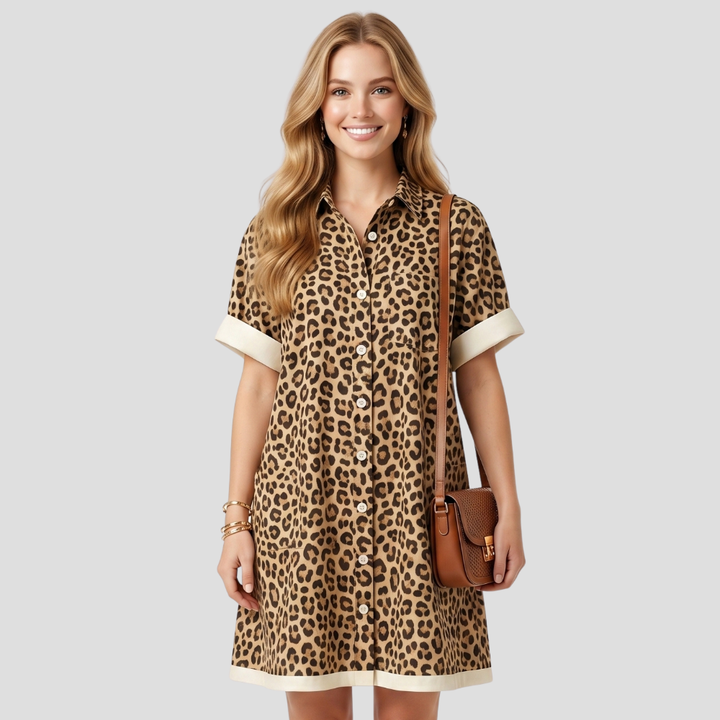 Women Stylish Leopard Print Button Up Romper