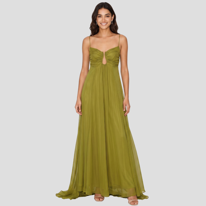 Women Elegant Ruched Maxi Dress Sleeveless Summer