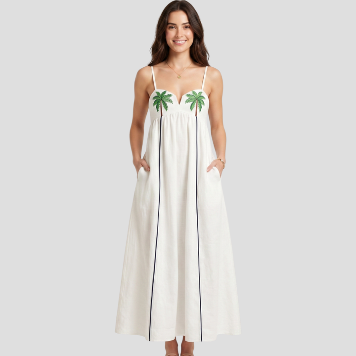 Women Elegant Floral Maxi Dress Sleeveless Summer
