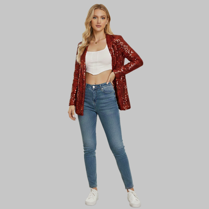 Women’s Elegant Sequin Blazer Tailored Stylish Evening