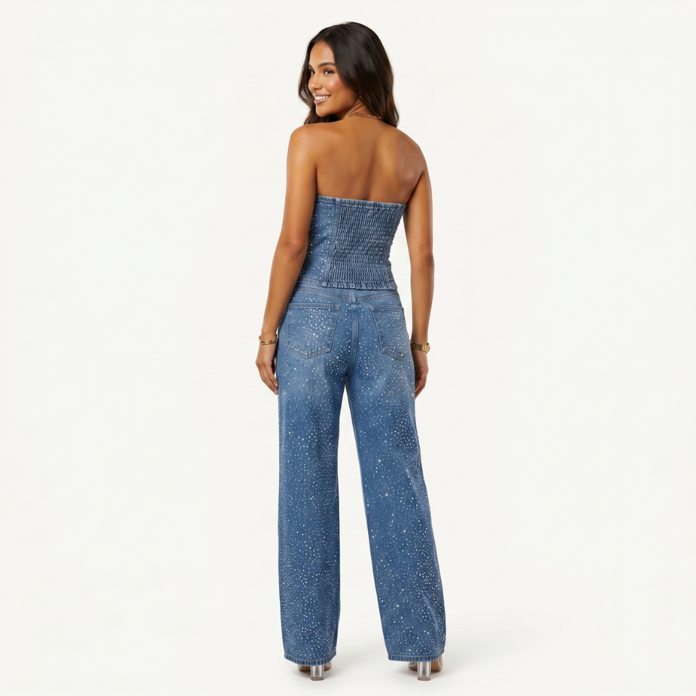 Women’s Elegant Slim Fit Denim Jumpsuit Stylish