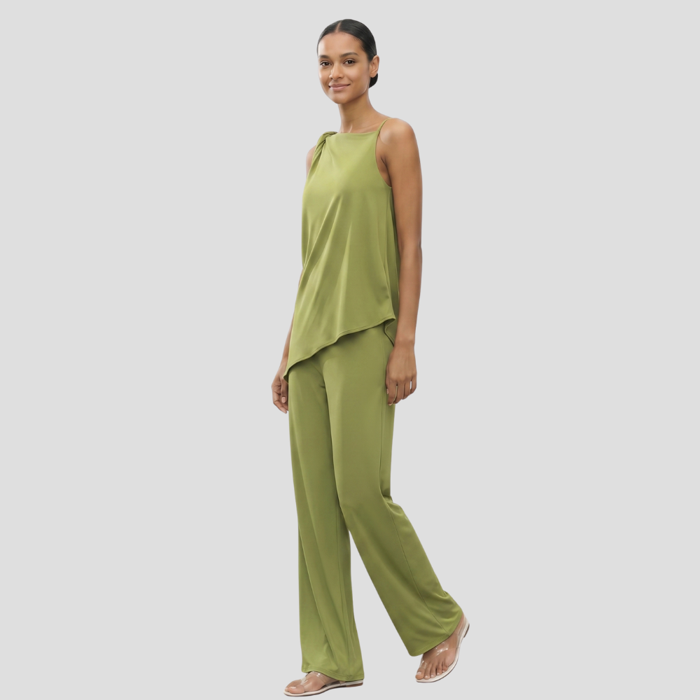 Women’s Elegant Asymmetrical Two Piece Trousers Set Stylish