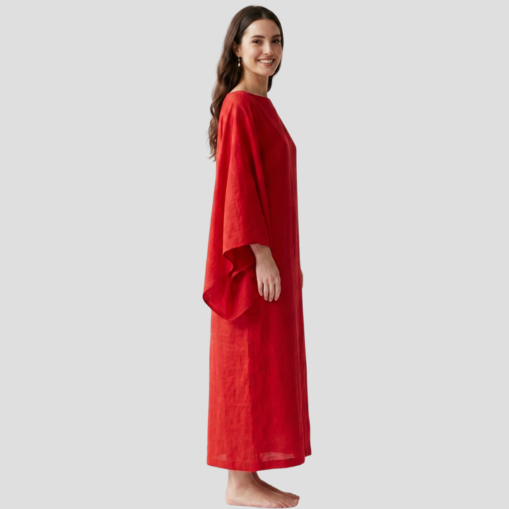 Women Elegant Midi Dress Kimono Sleeve Stylish