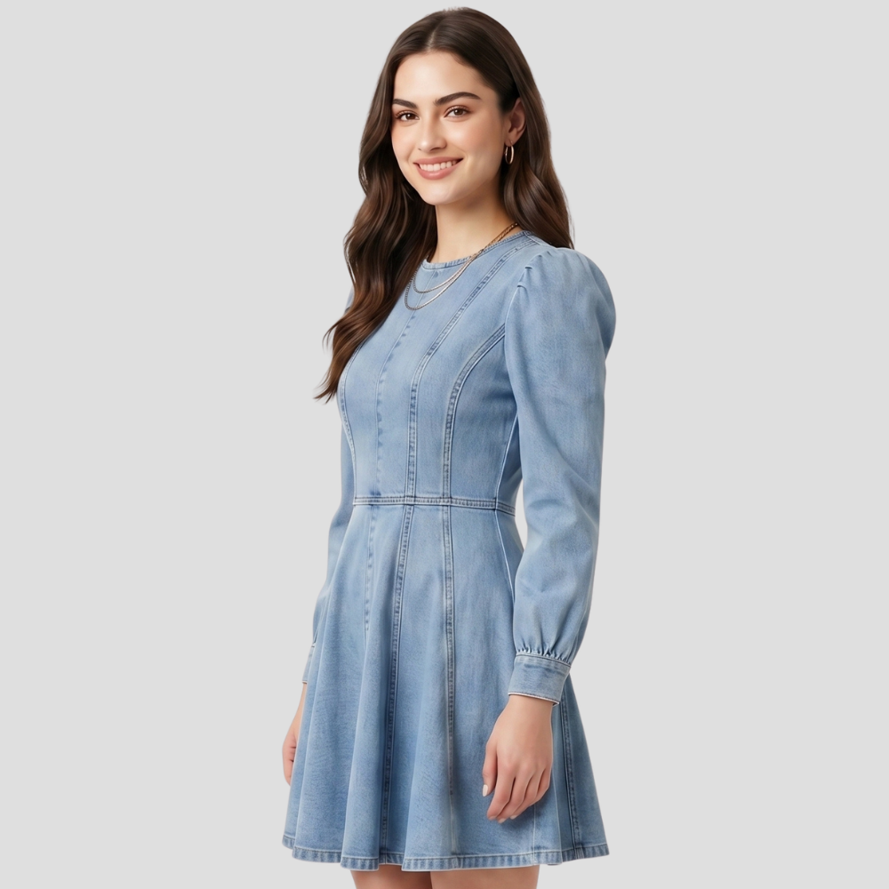 Women Elegant Mini Dress Long Sleeve Stylish
