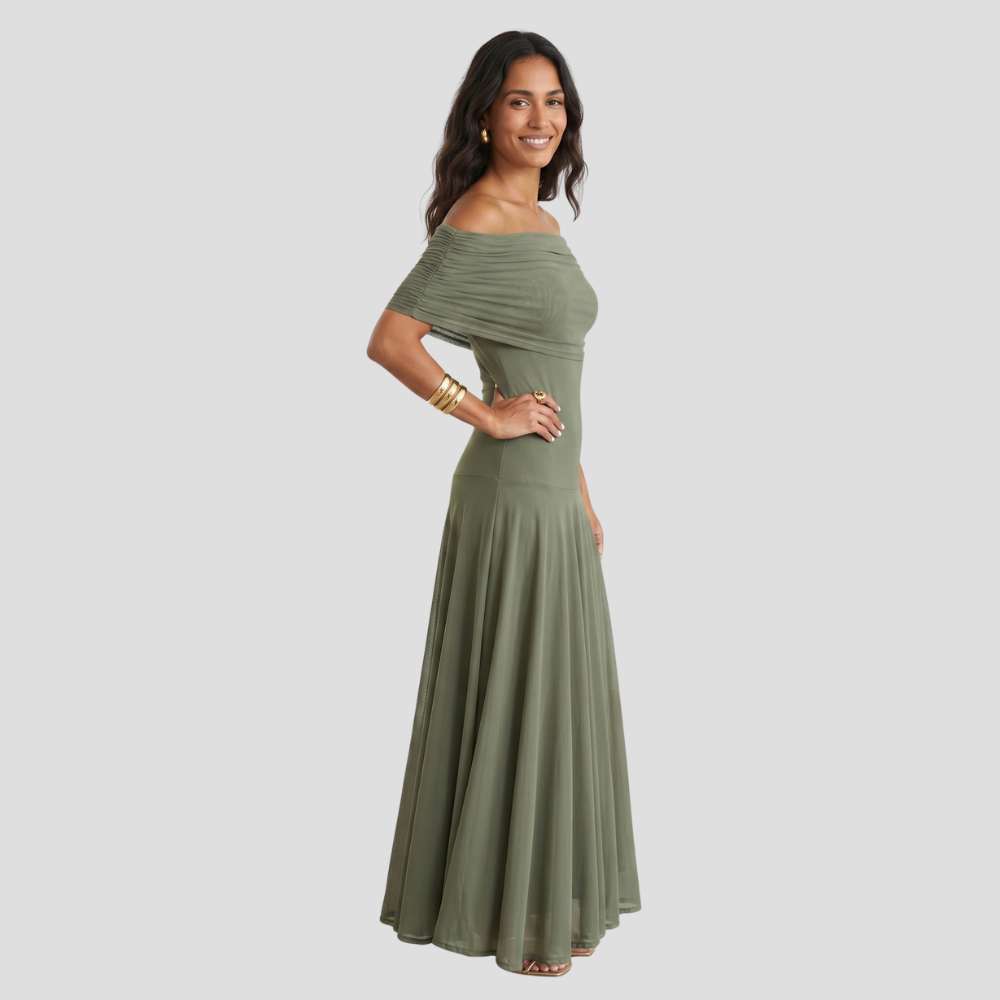 Women Elegant Off Shoulder Maxi Dress Summer Flowing Stylish