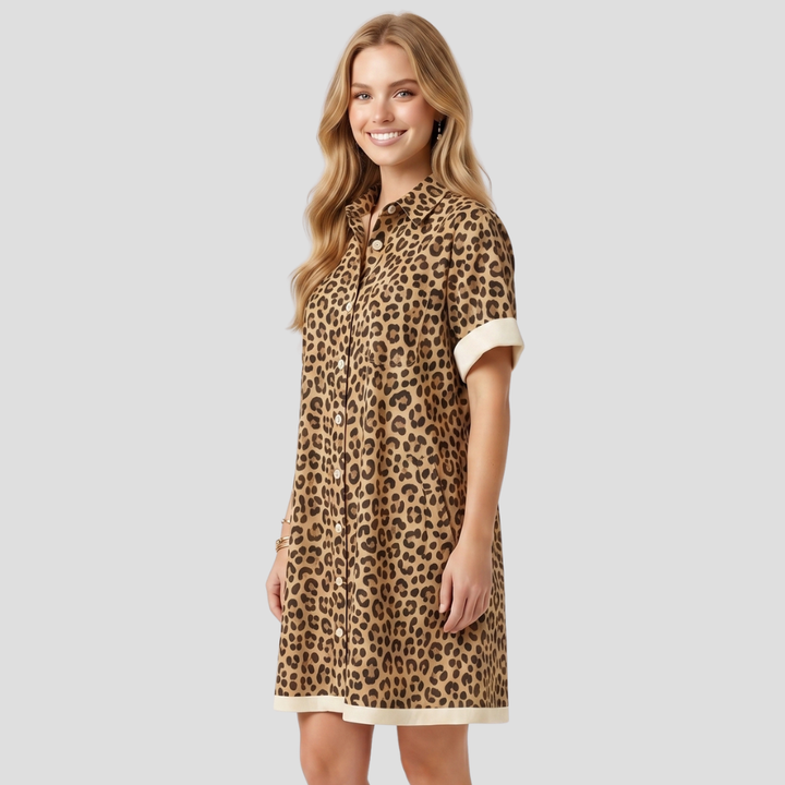 Women Stylish Leopard Print Button Up Romper