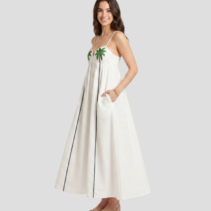 Women Elegant Floral Maxi Dress Sleeveless Summer