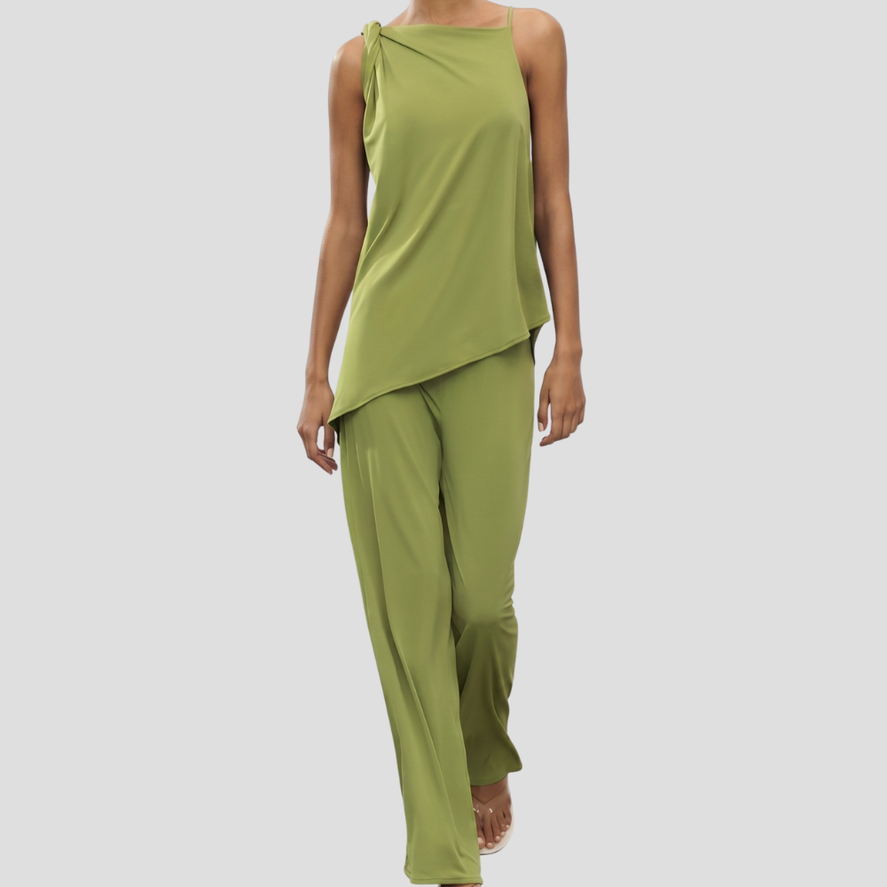Women’s Elegant Asymmetrical Two Piece Trousers Set Stylish