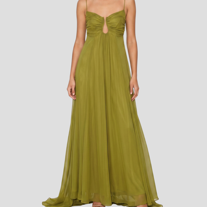 Women Elegant Ruched Maxi Dress Sleeveless Summer