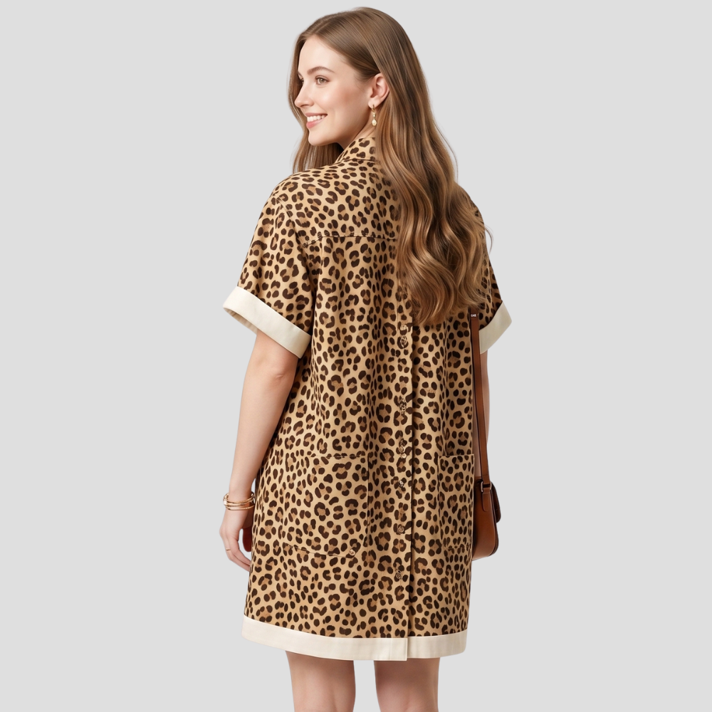 Women Stylish Leopard Print Button Up Romper