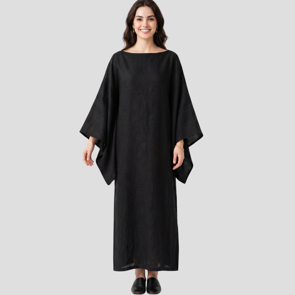 Women Elegant Midi Dress Kimono Sleeve Stylish