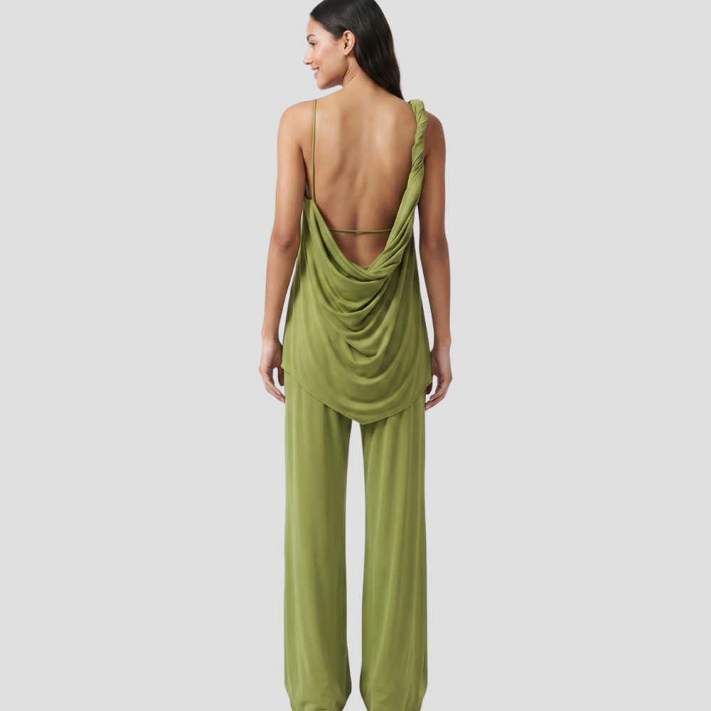 Women’s Elegant Asymmetrical Two Piece Trousers Set Stylish