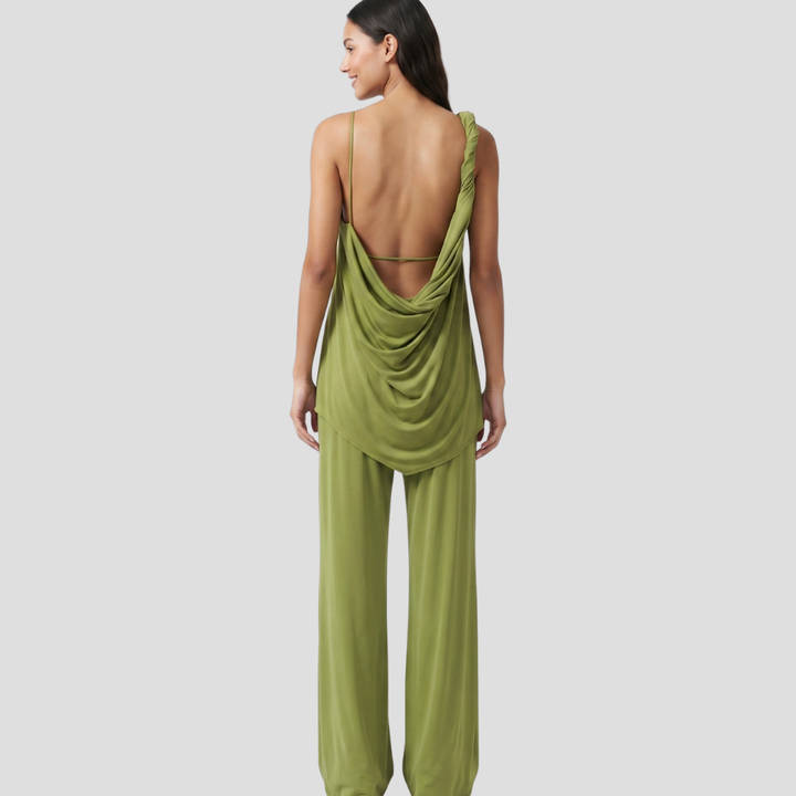 Women’s Elegant Asymmetrical Two Piece Trousers Set Stylish