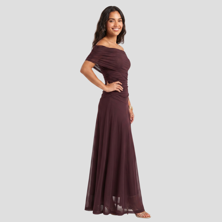 Women Elegant Off Shoulder Maxi Dress Summer Flowing Stylish