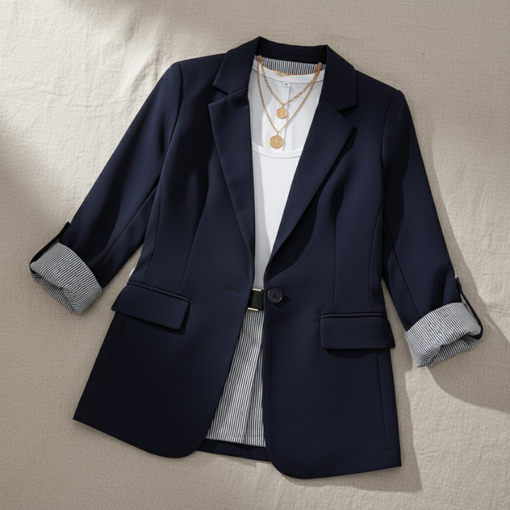 Women’s Elegant Tailored Three Quarter Sleeve Blazer Stylish