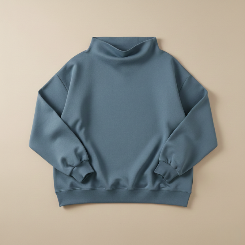 Blue sweatshirt on a beige background