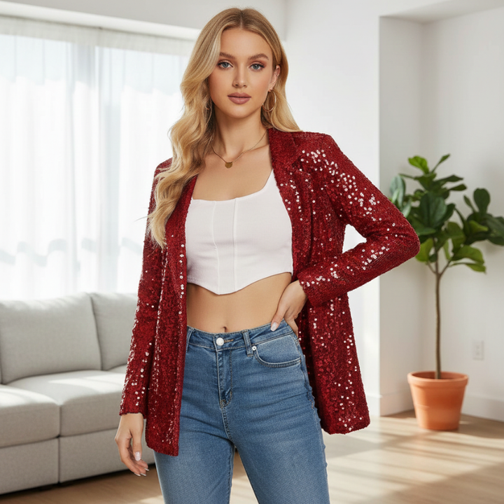Women’s Elegant Sequin Blazer Tailored Stylish Evening