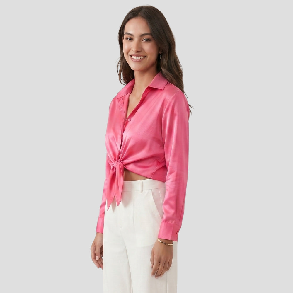 Women Elegant Button Up Blouse Long Sleeve