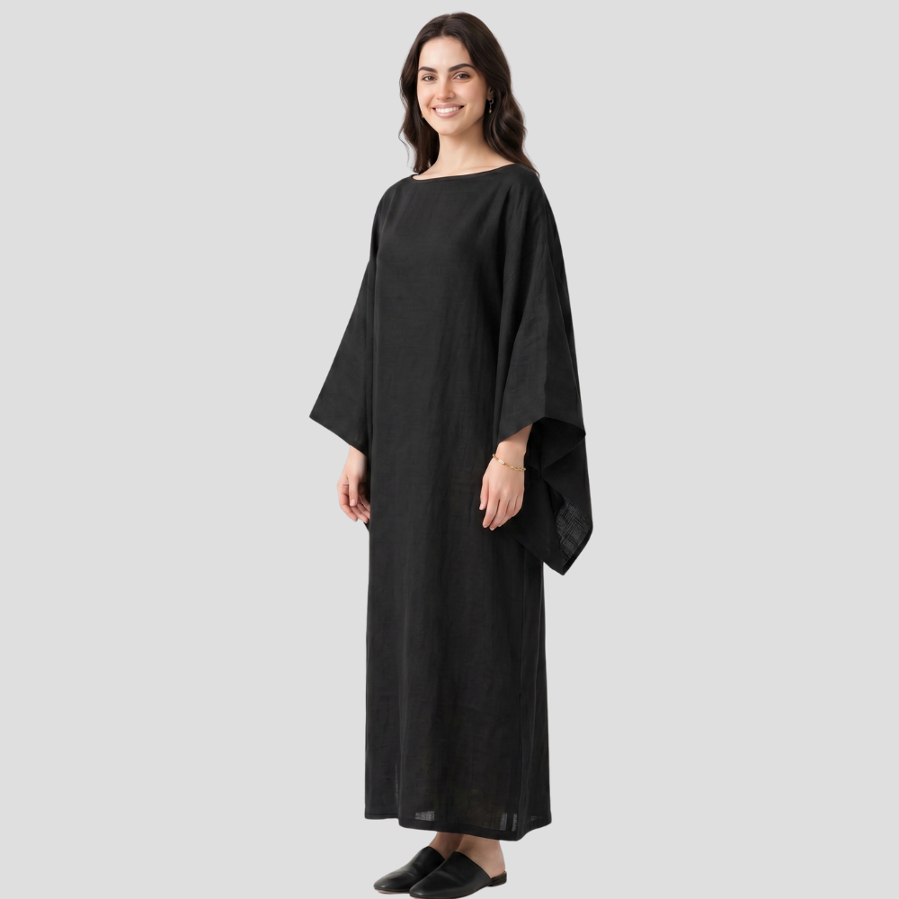 Women Elegant Midi Dress Kimono Sleeve Stylish