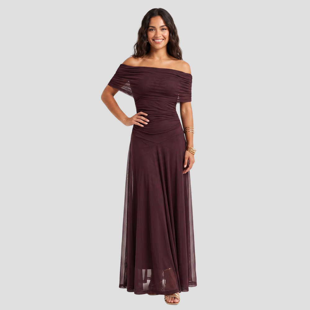 Women Elegant Off Shoulder Maxi Dress Summer Flowing Stylish