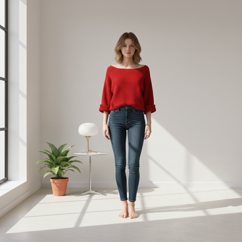 Aria | Loose Fit Boat Neck Knit Sweater for Women