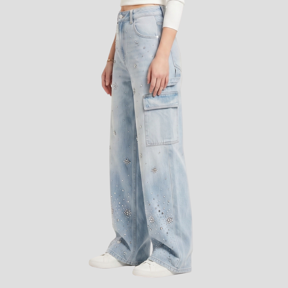 Women Stylish High Waist Wide Leg Trousers Casual