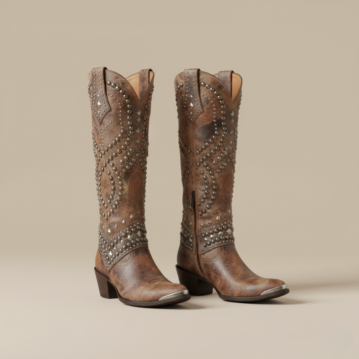 Women’s Stylish Knee High Western Boots Pointed Toe