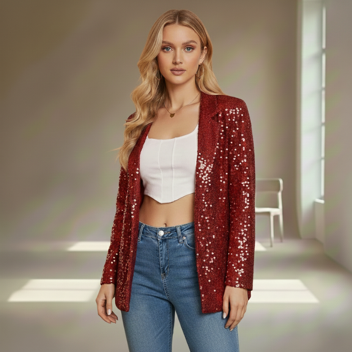 Women’s Elegant Sequin Blazer Tailored Stylish Evening
