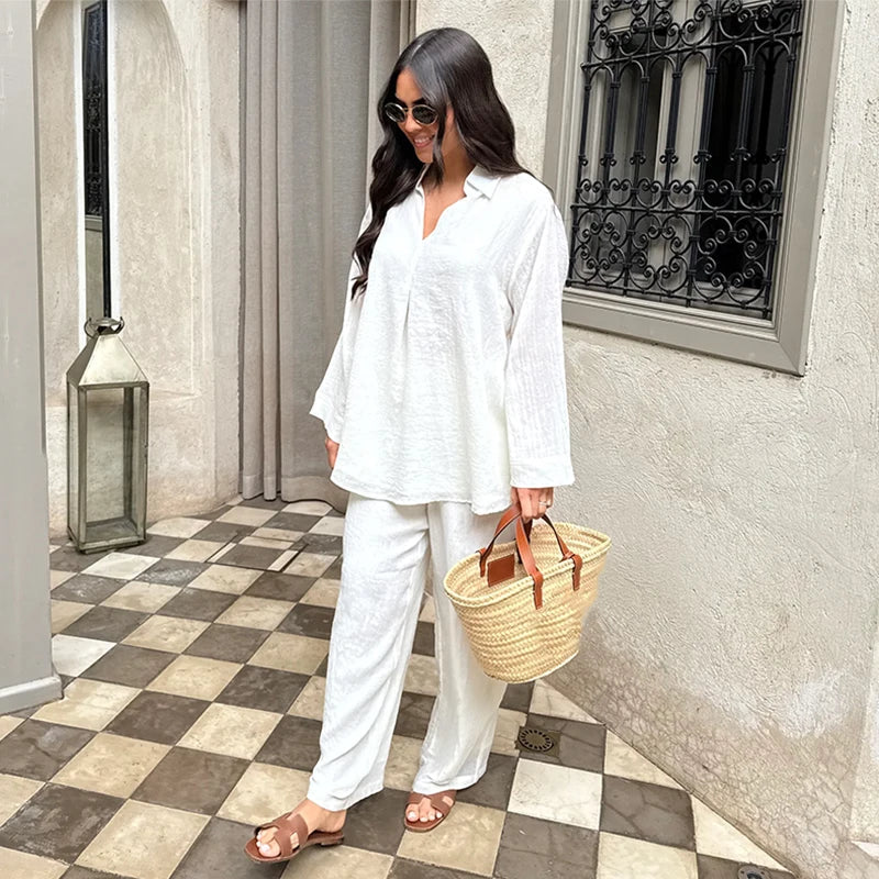 Eva Women's Loungewear Set - Soft Cotton Blend Two Piece Set