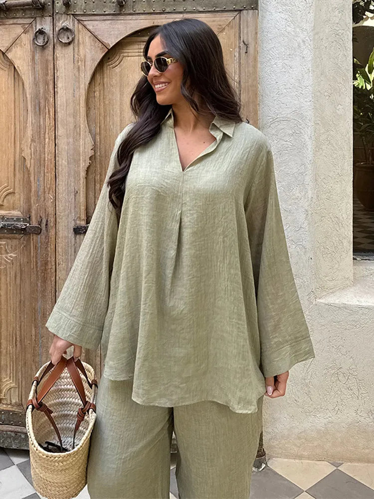 Eva Women's Loungewear Set - Soft Cotton Blend Two Piece Set