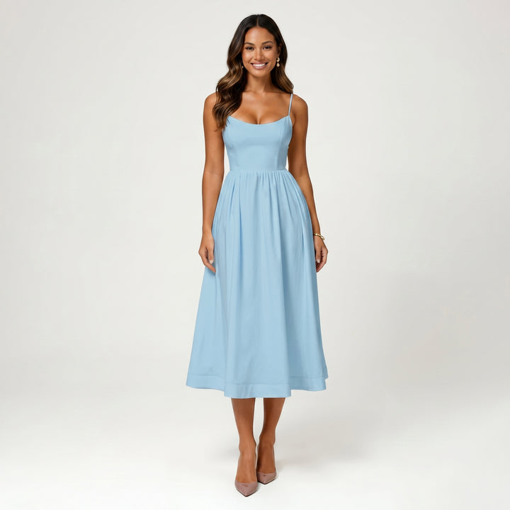 Women Elegant Sleeveless Midi Dress Flowing Stylish