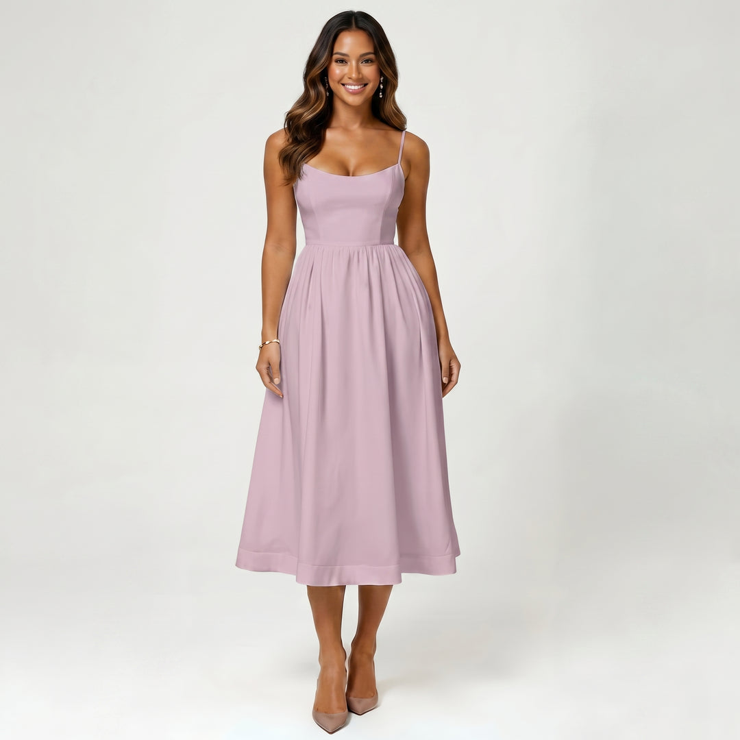 Women Elegant Sleeveless Midi Dress Flowing Stylish
