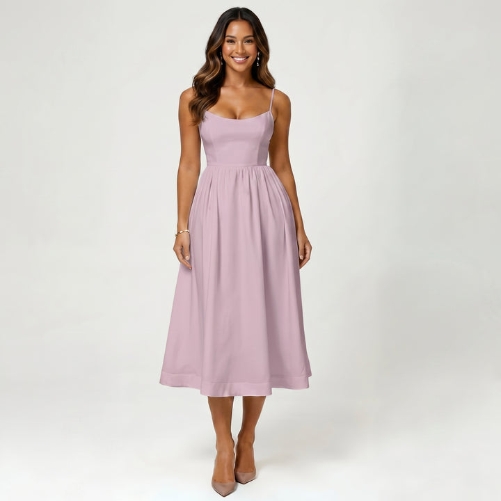 Women Elegant Sleeveless Midi Dress Flowing Stylish