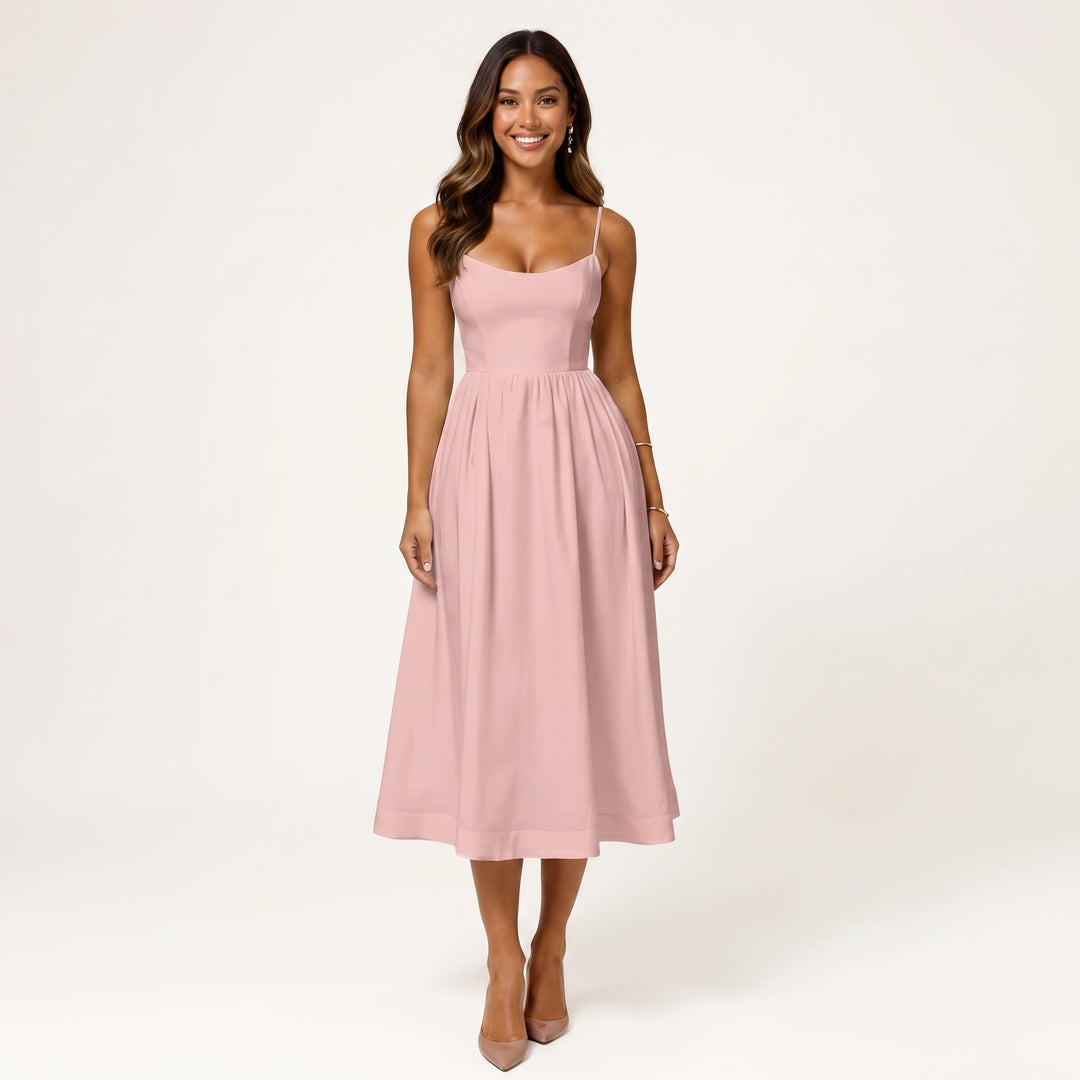 Women Elegant Sleeveless Midi Dress Flowing Stylish