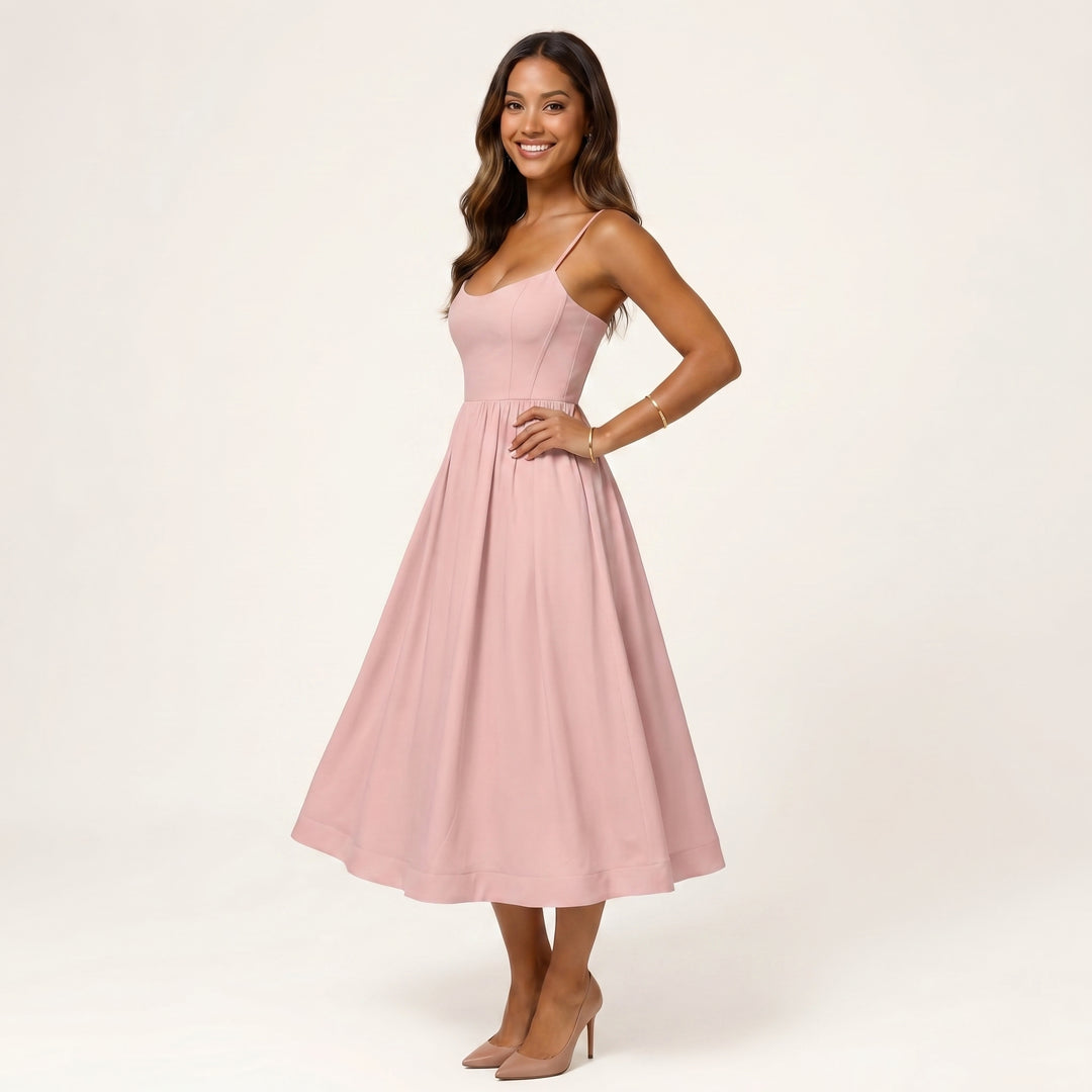 Women Elegant Sleeveless Midi Dress Flowing Stylish