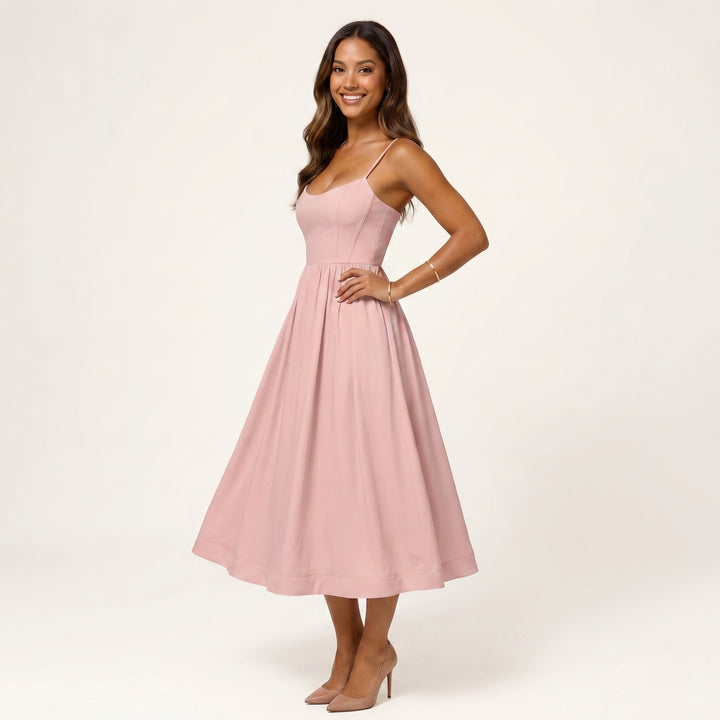 Women Elegant Sleeveless Midi Dress Flowing Stylish