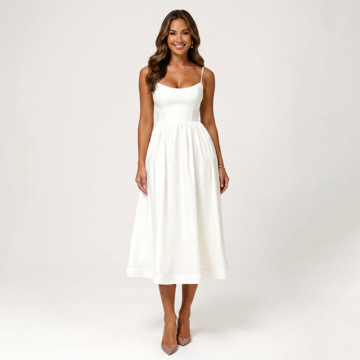 Women Elegant Sleeveless Midi Dress Flowing Stylish
