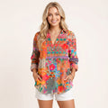 Women’s Colorful Floral Button-Up Blouse